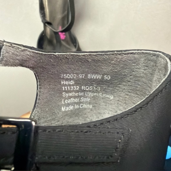 Ros Hommerson Heidi Black T-Strap Buckle Heels Women Shoes Size 8 Wide - Picture 9 of 9